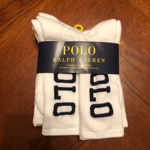 Brand New Polo Ralph Lauren Socks Big Logo White